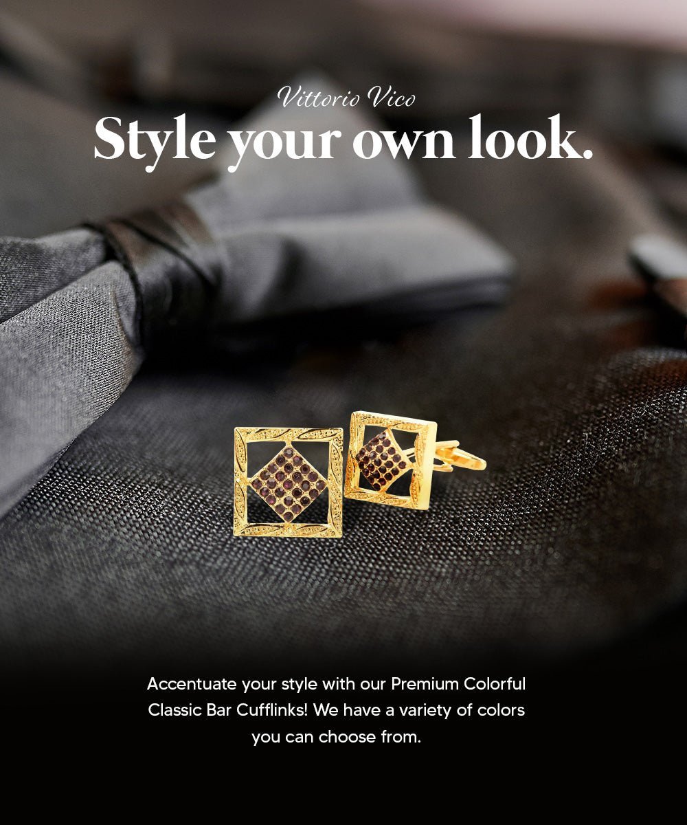 Vittorio Vico Colorful Classic Bar Cufflinks: CL19XX Series - CL 1902 - Cufflinks - Vittorio Vico