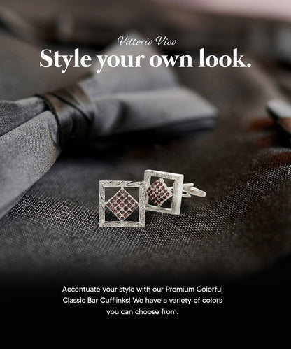 Vittorio Vico Colorful Classic Bar Cufflinks: CL19XX Series - CL 1903 - Cufflinks - Vittorio Vico