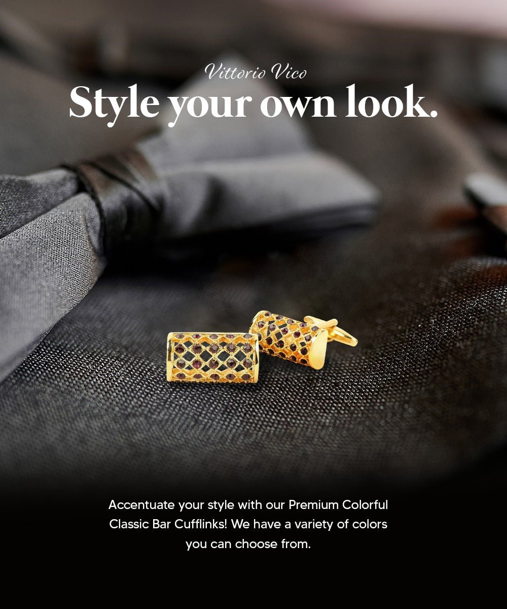 Vittorio Vico Colorful Classic Bar Cufflinks: CL19XX Series - CL 1904 - Cufflinks - Vittorio Vico