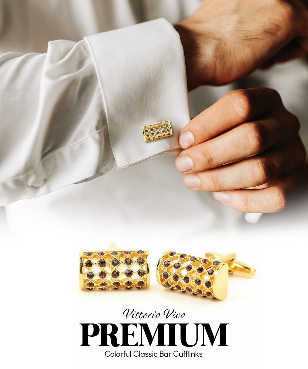 Vittorio Vico Colorful Classic Bar Cufflinks: CL19XX Series - CL 1904 - Cufflinks - Vittorio Vico