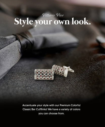 Vittorio Vico Colorful Classic Bar Cufflinks: CL19XX Series - CL 1905 - Cufflinks - Vittorio Vico