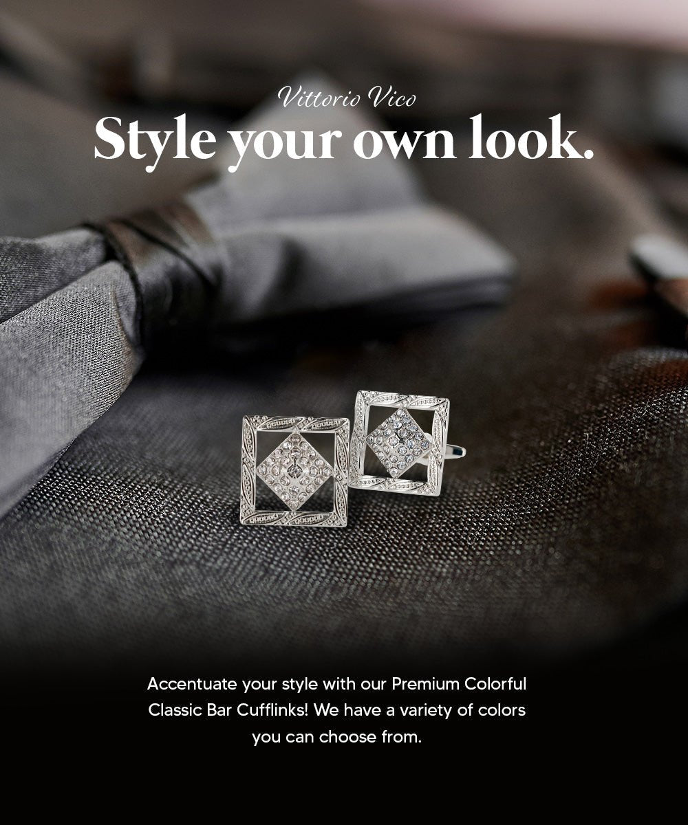 Vittorio Vico Colorful Classic Bar Cufflinks: CL19XX Series - CL 1906 - Cufflinks - Vittorio Vico