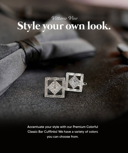 Vittorio Vico Colorful Classic Bar Cufflinks: CL19XX Series - CL 1906 - Cufflinks - Vittorio Vico