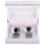 Vittorio Vico Colorful Crystal Chain Cufflinks in Gift Box - Brown and Silver - Cufflinks - Vittorio Vico