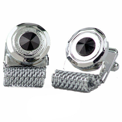 Vittorio Vico Colorful Crystal Chain Cufflinks in Gift Box - Burgundy and Silver - Cufflinks - Vittorio Vico