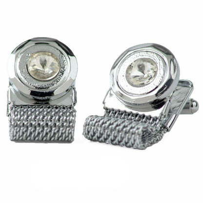 Vittorio Vico Colorful Crystal Chain Cufflinks in Gift Box - Orange and Silver - Cufflinks - Vittorio Vico
