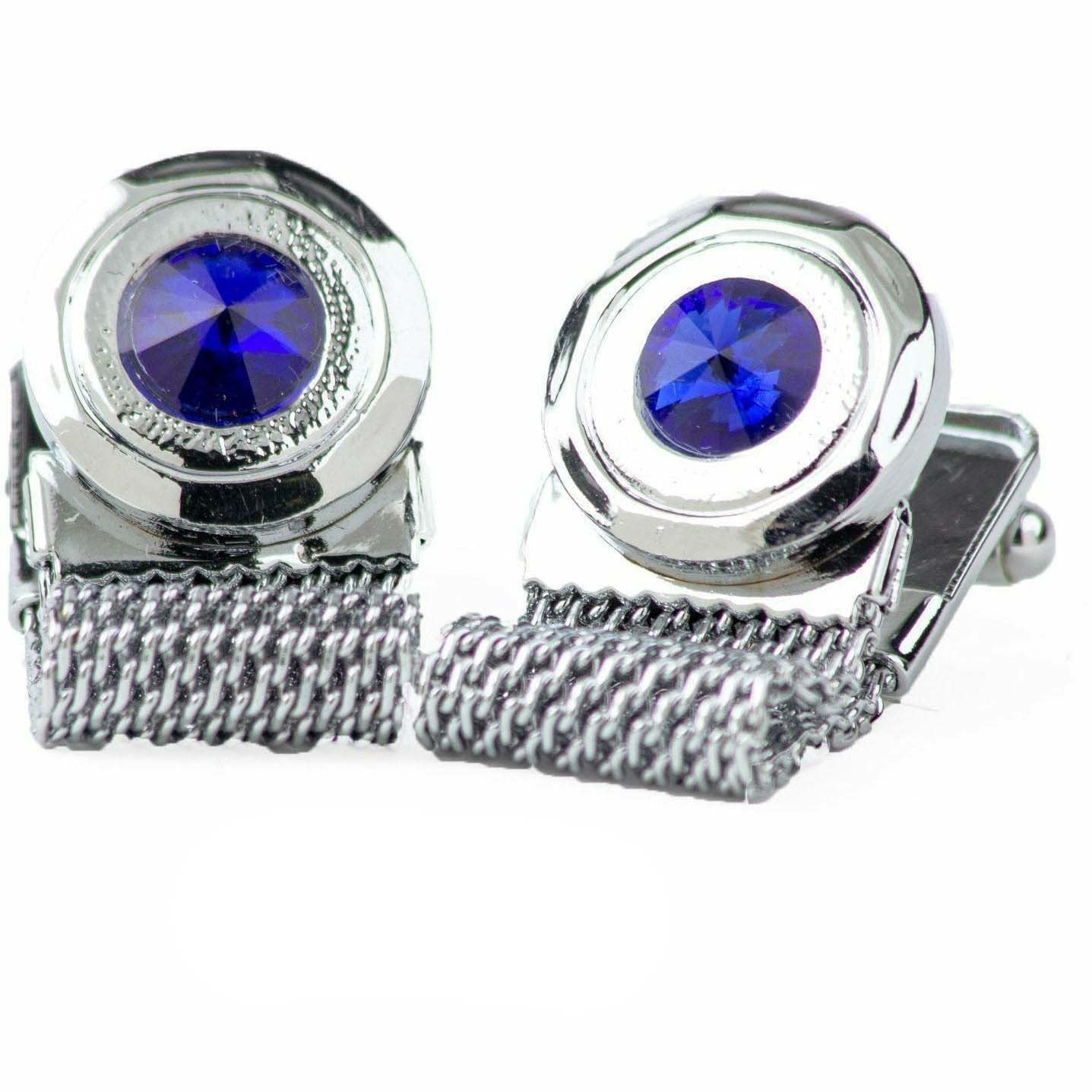 Vittorio Vico Colorful Crystal Chain Cufflinks in Gift Box - Yellow and Silver - Cufflinks - Vittorio Vico
