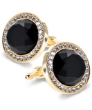 Vittorio Vico Discus Crystal Colorstone Bling Cufflinks: CL11XX Series - Black and Gold - Cufflinks - Vittorio Vico