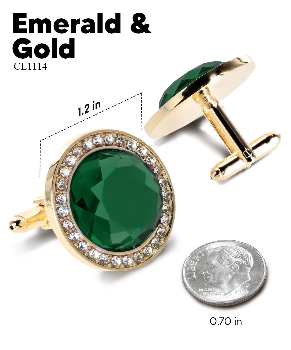 Vittorio Vico Discus Crystal Colorstone Bling Cufflinks: CL11XX Series - Black and Gold - Cufflinks - Vittorio Vico