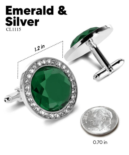 Vittorio Vico Discus Crystal Colorstone Bling Cufflinks: CL11XX Series - Black and Gold - Cufflinks - Vittorio Vico