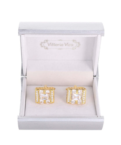 Vittorio Vico Gold Iced Wedding Cufflinks in Gift Box: CL100x Series - CL 1009 - Cufflinks - Vittorio Vico