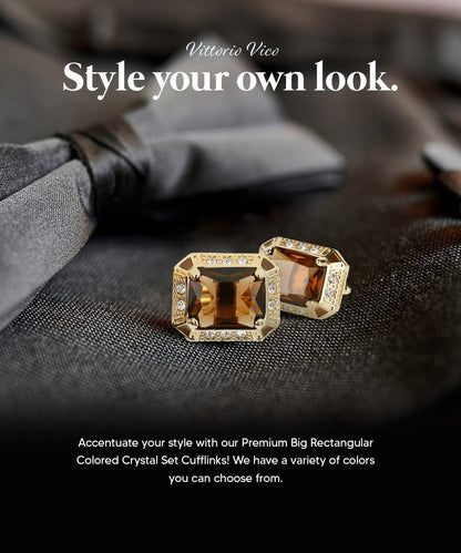 Vittorio Vico Large Big Rectangular Crystal Colorstone Cufflinks: CL73XX Series - Royal Blue and Silver - Cufflinks - Vittorio Vico