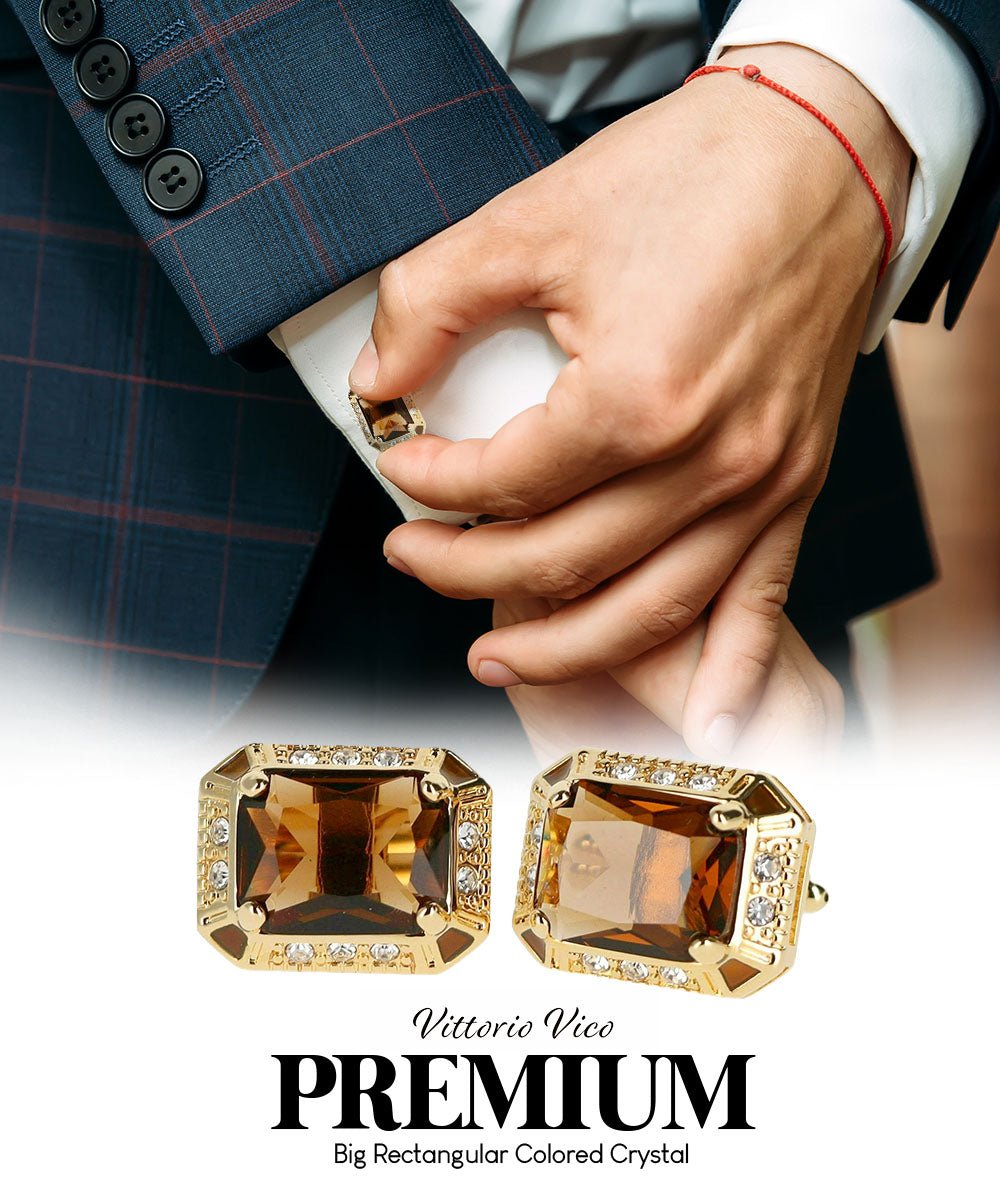 Vittorio Vico Large Big Rectangular Crystal Colorstone Cufflinks: CL73XX Series - Royal Blue and Silver - Cufflinks - Vittorio Vico