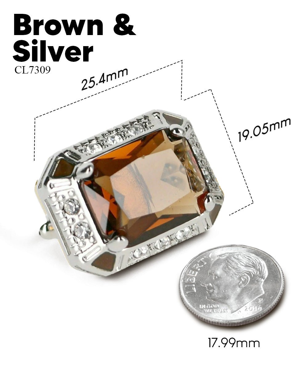 Vittorio Vico Large Big Rectangular Crystal Colorstone Cufflinks: CL73XX Series - Black and Gold - Cufflinks - Vittorio Vico