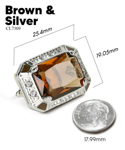 Vittorio Vico Large Big Rectangular Crystal Colorstone Cufflinks: CL73XX Series - Black and Gold - Cufflinks - Vittorio Vico