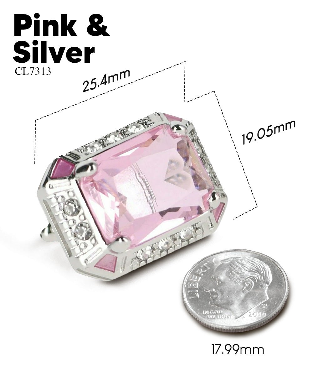 Vittorio Vico Large Big Rectangular Crystal Colorstone Cufflinks: CL73XX Series - Purple and Silver - Cufflinks - Vittorio Vico