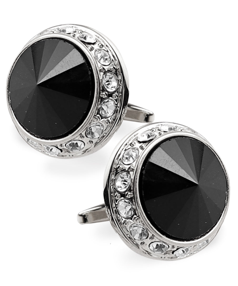 Vittorio Vico Large Bling Colorstone Cufflinks: CL15XX Series - Black and Silver - Cufflinks - Vittorio Vico