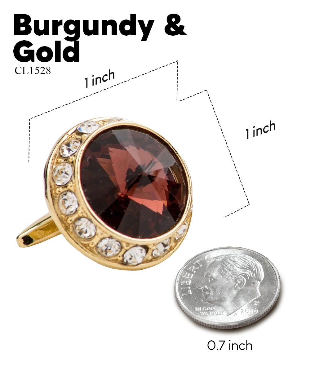 Vittorio Vico Large Bling Colorstone Cufflinks: CL15XX Series - Black and Gold - Cufflinks - Vittorio Vico