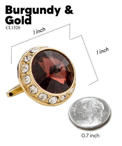 Vittorio Vico Large Bling Colorstone Cufflinks: CL15XX Series - Black and Gold - Cufflinks - Vittorio Vico