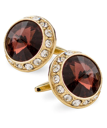 Vittorio Vico Large Bling Colorstone Cufflinks: CL15XX Series - Burgundy and Gold - Cufflinks - Vittorio Vico
