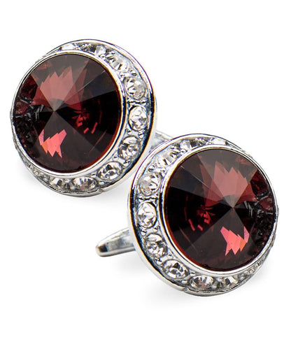 Vittorio Vico Large Bling Colorstone Cufflinks: CL15XX Series - Burgundy and Silver - Cufflinks - Vittorio Vico