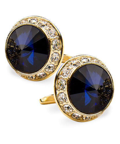 Vittorio Vico Large Bling Colorstone Cufflinks: CL15XX Series - Navy Blue and Gold - Cufflinks - Vittorio Vico