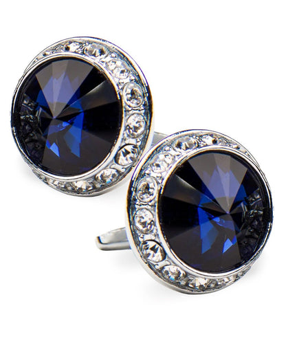 Vittorio Vico Large Bling Colorstone Cufflinks: CL15XX Series - Navy Blue and Silver - Cufflinks - Vittorio Vico