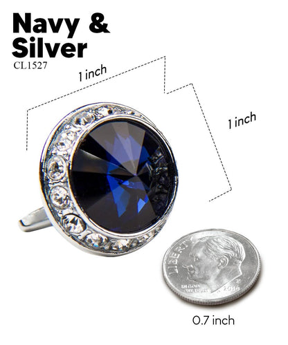 Vittorio Vico Large Bling Colorstone Cufflinks: CL15XX Series - Navy Blue and Silver - Cufflinks - Vittorio Vico