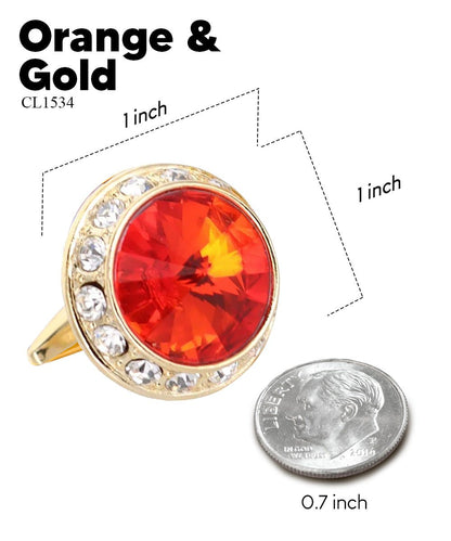 Vittorio Vico Large Bling Colorstone Cufflinks: CL15XX Series - Orange and Gold - Cufflinks - Vittorio Vico