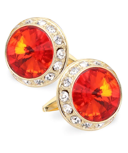 Vittorio Vico Large Bling Colorstone Cufflinks: CL15XX Series - Orange and Gold - Cufflinks - Vittorio Vico