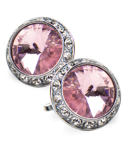 Vittorio Vico Large Bling Colorstone Cufflinks: CL15XX Series - Pink and Silver - Cufflinks - Vittorio Vico