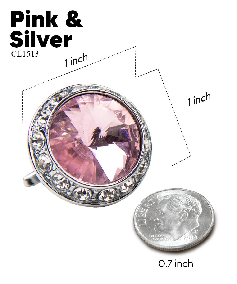 Vittorio Vico Large Bling Colorstone Cufflinks: CL15XX Series - Pink and Silver - Cufflinks - Vittorio Vico