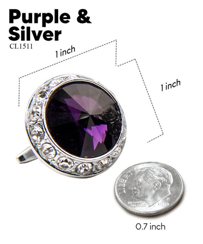Vittorio Vico Large Bling Colorstone Cufflinks: CL15XX Series - Purple and Silver - Cufflinks - Vittorio Vico