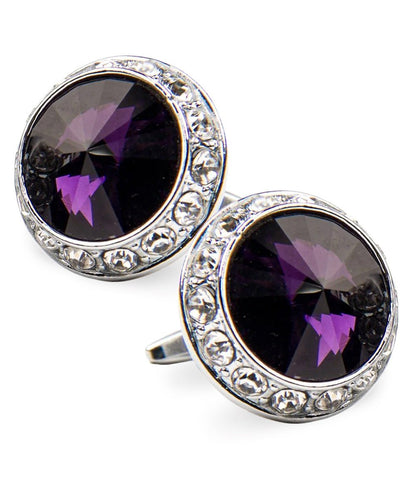 Vittorio Vico Large Bling Colorstone Cufflinks: CL15XX Series - Purple and Silver - Cufflinks - Vittorio Vico