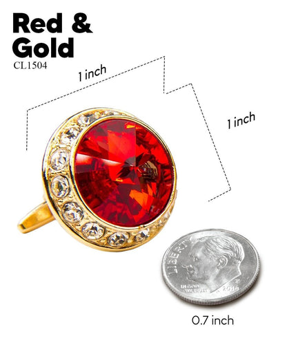 Vittorio Vico Large Bling Colorstone Cufflinks: CL15XX Series - Red and Gold - Cufflinks - Vittorio Vico
