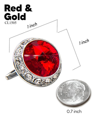 Vittorio Vico Large Bling Colorstone Cufflinks: CL15XX Series - Red and Silver - Cufflinks - Vittorio Vico