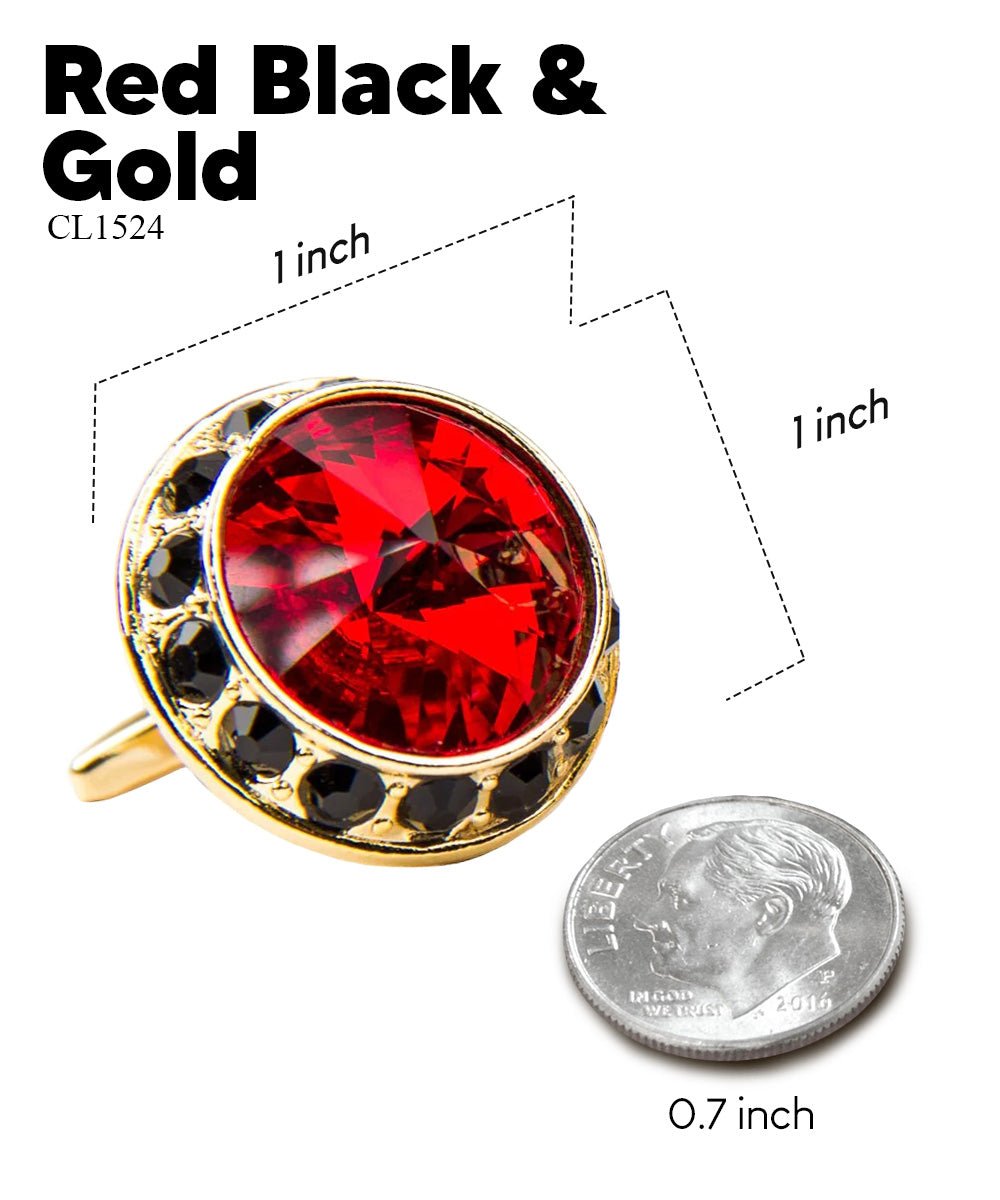 Vittorio Vico Large Bling Colorstone Cufflinks: CL15XX Series - Red, Black and Gold - Cufflinks - Vittorio Vico