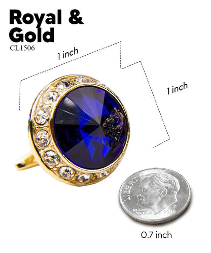 Vittorio Vico Large Bling Colorstone Cufflinks: CL15XX Series - Royal Blue and Gold - Cufflinks - Vittorio Vico