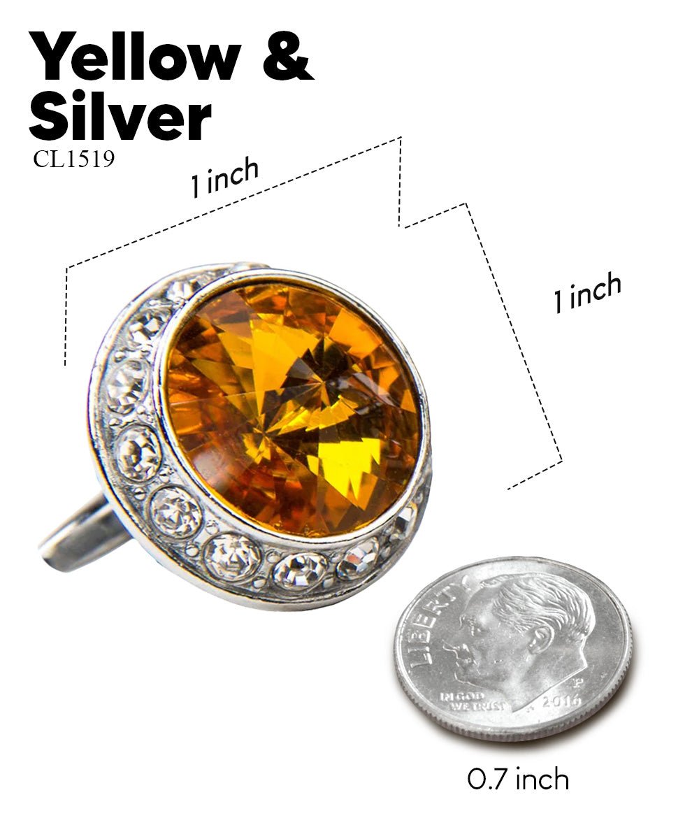 Vittorio Vico Large Bling Colorstone Cufflinks: CL15XX Series - Yellow and Silver - Cufflinks - Vittorio Vico