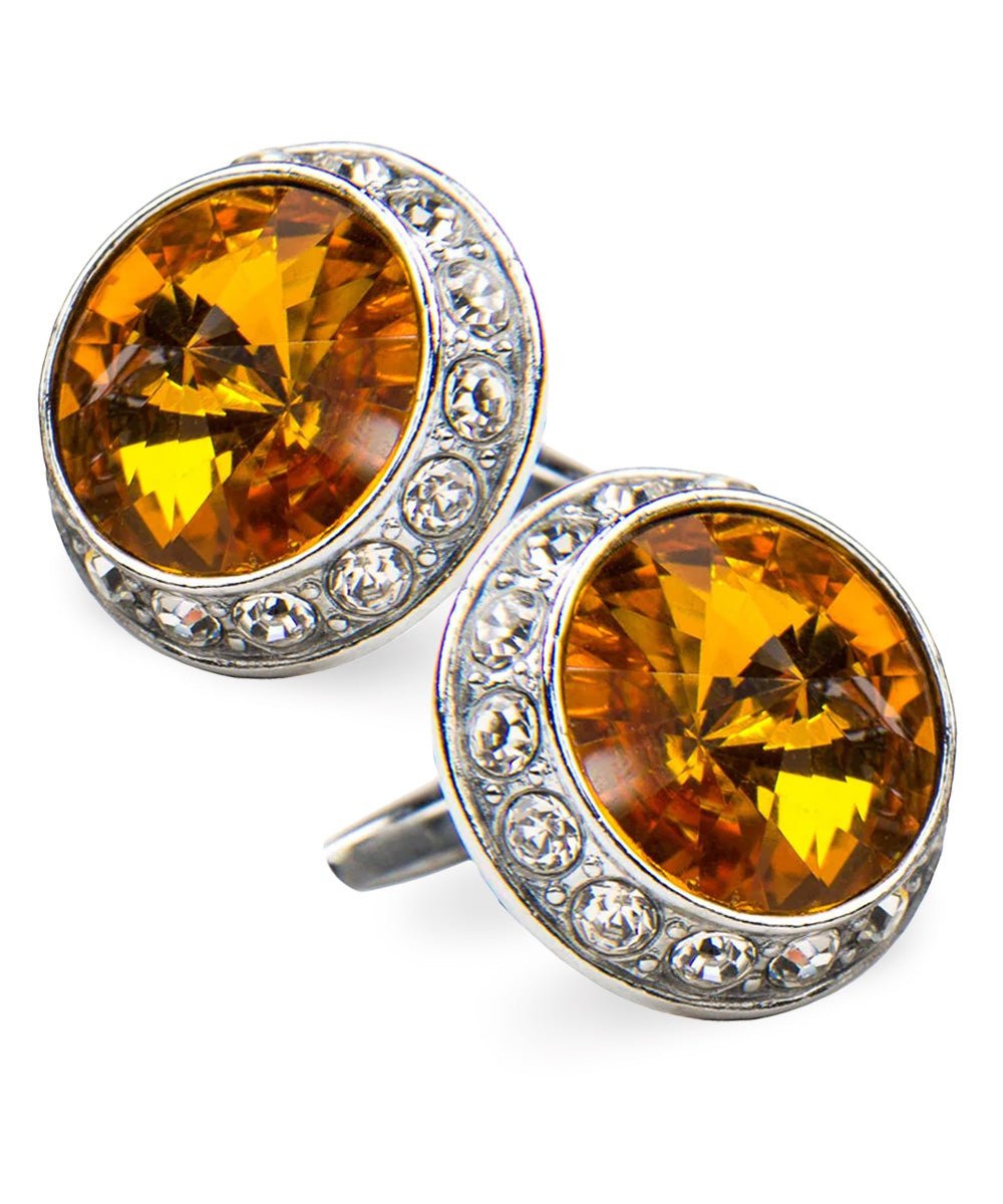 Vittorio Vico Large Bling Colorstone Cufflinks: CL15XX Series - Yellow and Silver - Cufflinks - Vittorio Vico