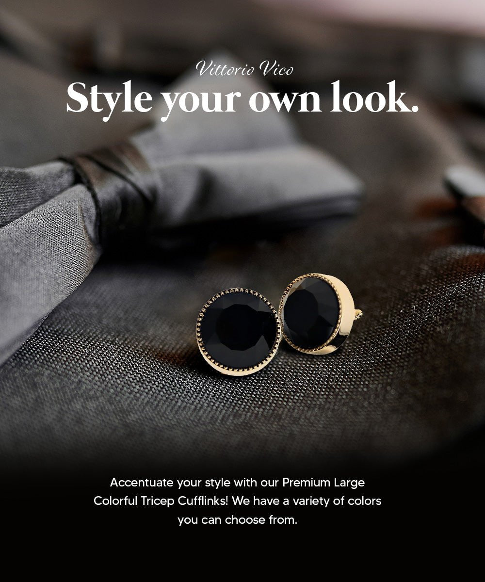 Vittorio Vico Large Colorful Tricep Colorstone Cufflinks: CL16XX Series - Black and Gold - Cufflinks - Vittorio Vico