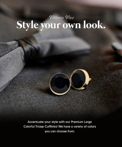 Vittorio Vico Large Colorful Tricep Colorstone Cufflinks: CL16XX Series - Black and Gold - Cufflinks - Vittorio Vico