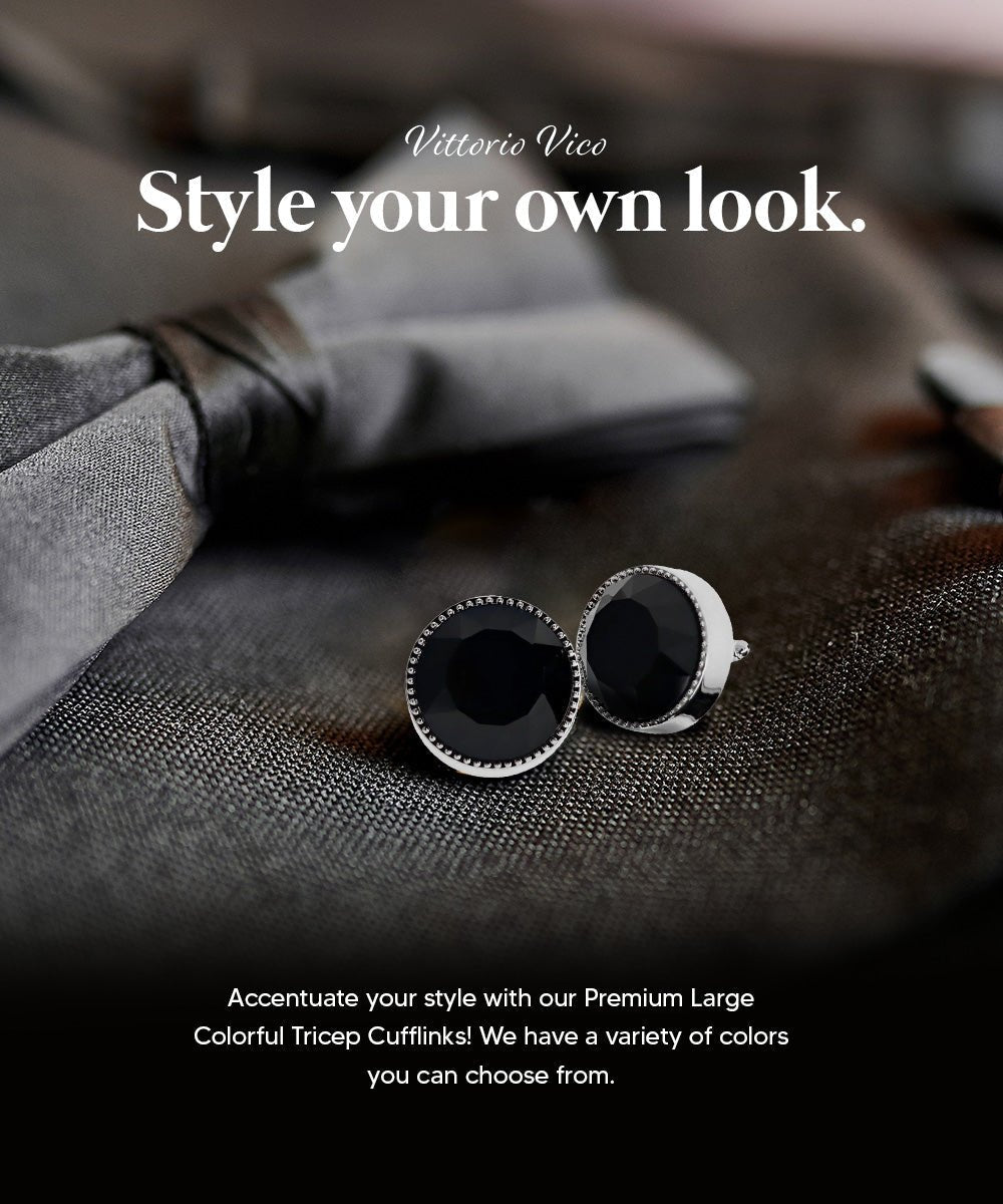 Vittorio Vico Large Colorful Tricep Colorstone Cufflinks: CL16XX Series - Black and Silver - Cufflinks - Vittorio Vico