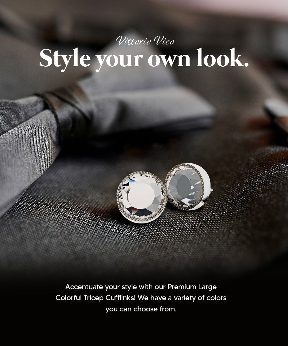 Vittorio Vico Large Colorful Tricep Colorstone Cufflinks: CL16XX Series - Clear and Silver - Cufflinks - Vittorio Vico