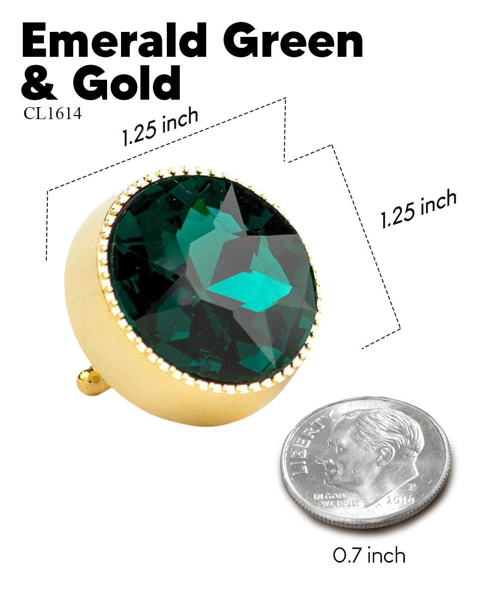 Vittorio Vico Large Colorful Tricep Colorstone Cufflinks: CL16XX Series - Emerald Green and Gold - Cufflinks - Vittorio Vico