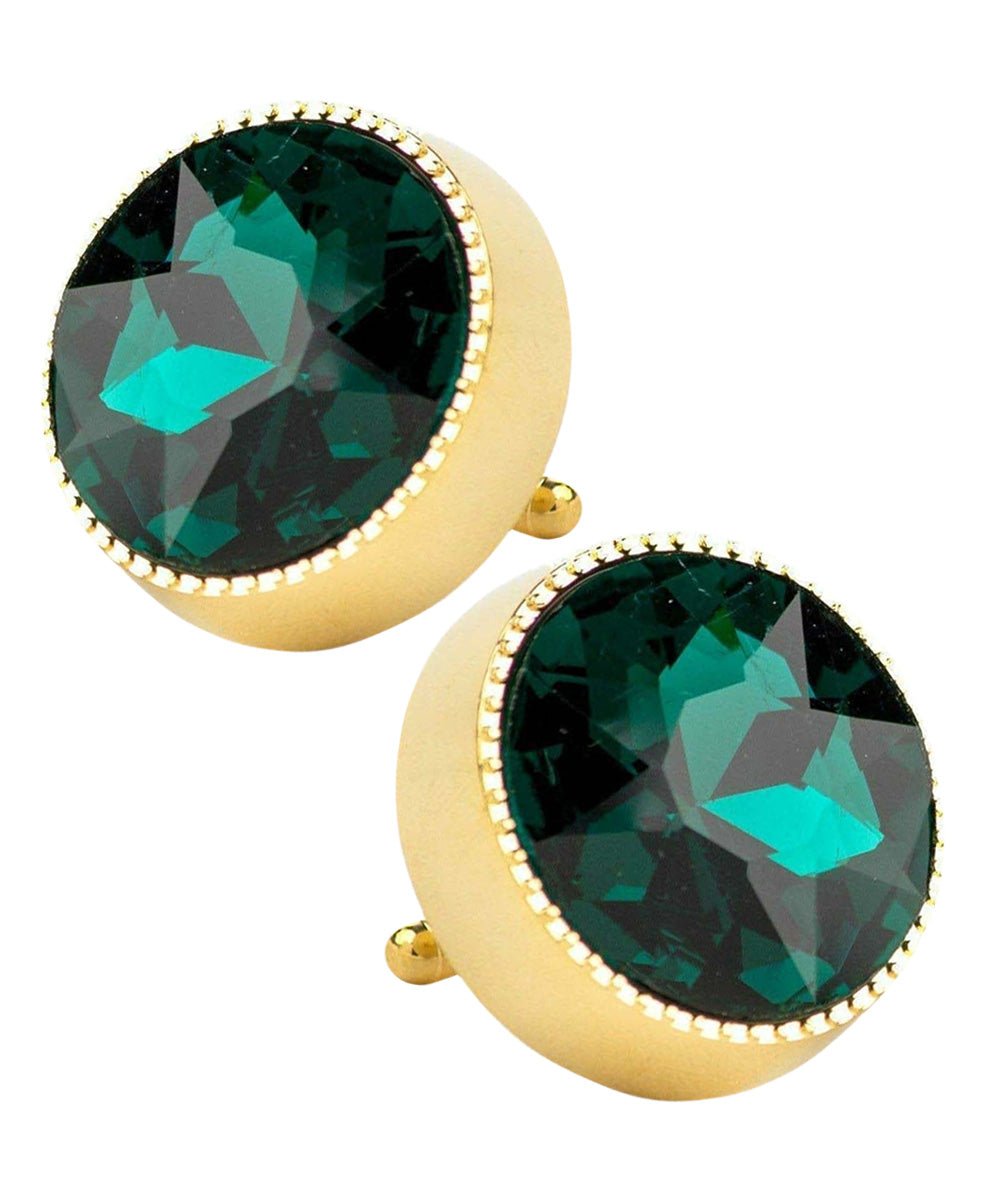 Vittorio Vico Large Colorful Tricep Colorstone Cufflinks: CL16XX Series - Emerald Green and Gold - Cufflinks - Vittorio Vico