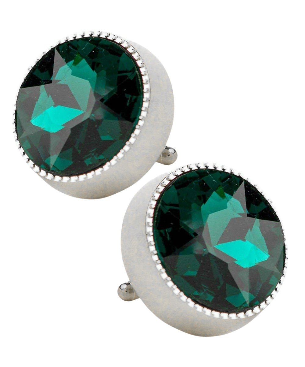 Vittorio Vico Large Colorful Tricep Colorstone Cufflinks: CL16XX Series - Emerald Green and Silver - Cufflinks - Vittorio Vico