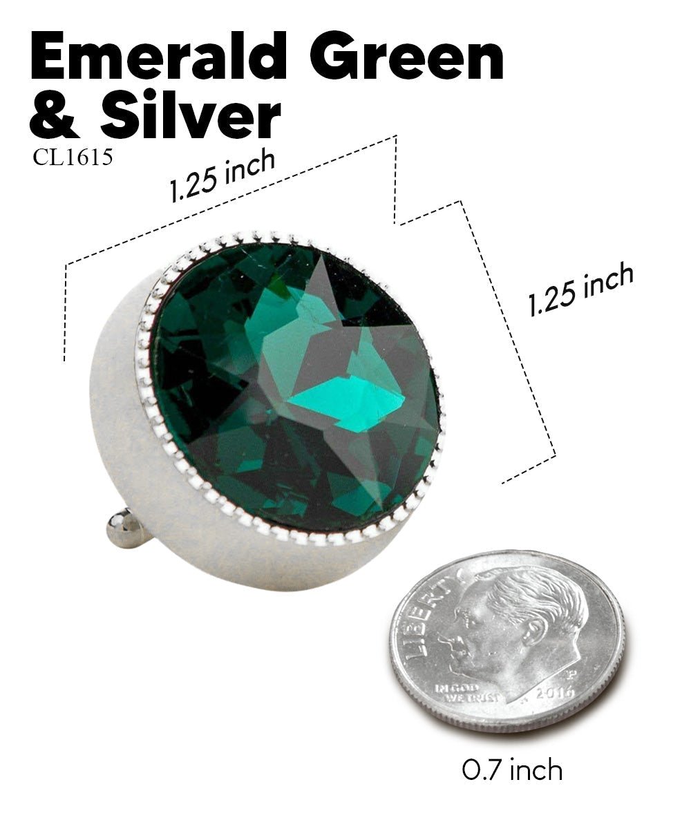 Vittorio Vico Large Colorful Tricep Colorstone Cufflinks: CL16XX Series - Emerald Green and Silver - Cufflinks - Vittorio Vico