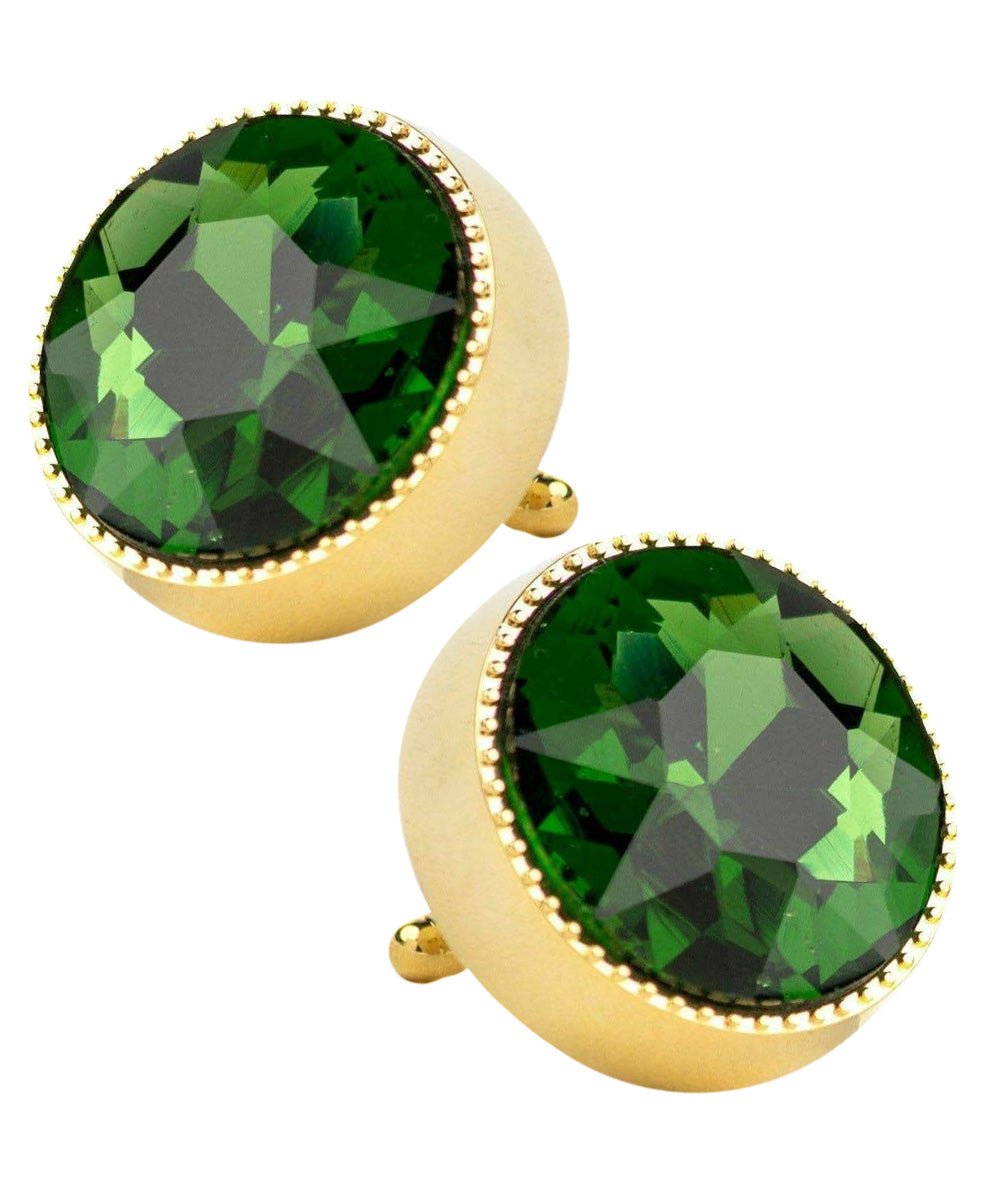 Vittorio Vico Large Colorful Tricep Colorstone Cufflinks: CL16XX Series - Green and Gold - Cufflinks - Vittorio Vico