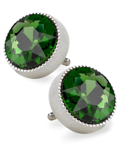 Vittorio Vico Large Colorful Tricep Colorstone Cufflinks: CL16XX Series - Green and Silver - Cufflinks - Vittorio Vico